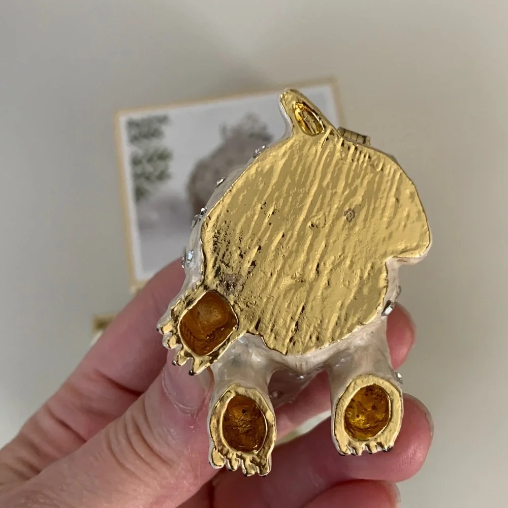 Pier 1 Ivory and Gold Polar Bear Trinket Box With Jewels